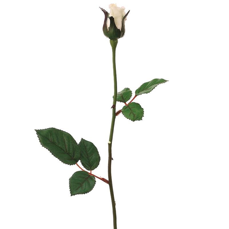Long Stem Single Rose Bud Artificial Floral Spray - 23" - Off White