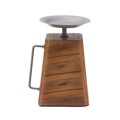 Elements Wood and Metal Handled Pillar Holder, 5X7 Inch