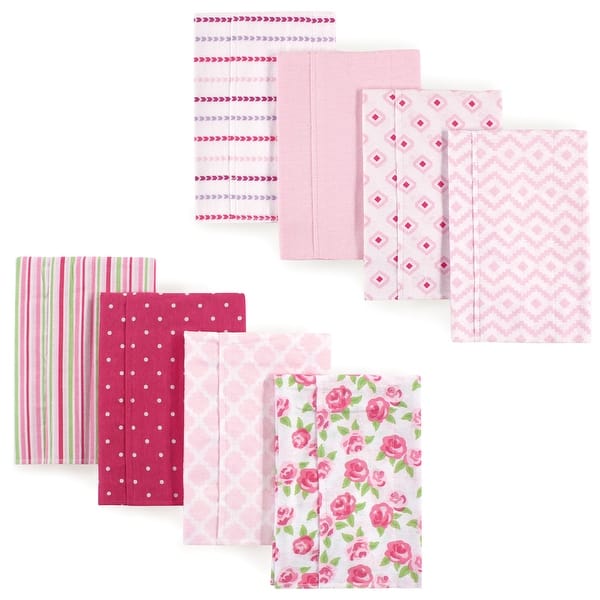 slide 1 of 1, Hudson Baby Infant Girl Cotton Flannel Burp Cloths 8pk, Girl Aztec Stripes, One Size - Girl Aztec Stripes 8-Pack - One Size One Size - Girl Aztec Stripes 8-Pack