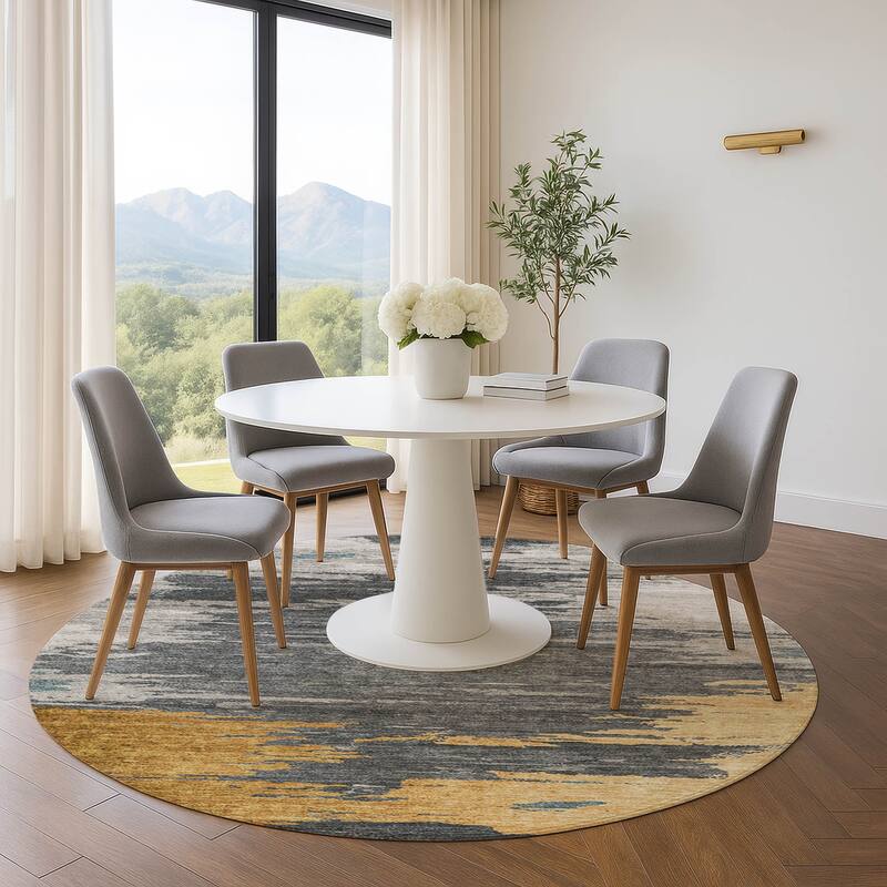 Premium Washable Super Soft Abstract Glam Mayfield Rug - Gold - 8' x 8'