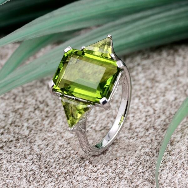 Multi Color Gemstones 925 Sterling Silver Octagon Triangle 3 Stone Rings By Orchid Jewelry Overstock 28625009