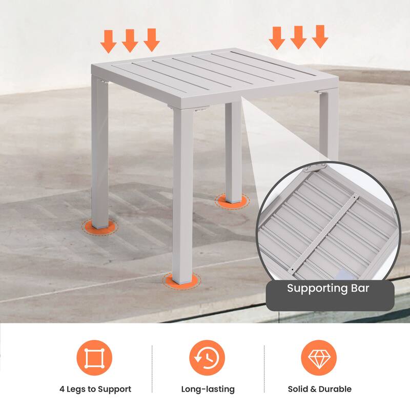 Pellebant Outdoor Aluminum Small Square Side End Table - 15.67" L x 15.67" W x 15.83" H