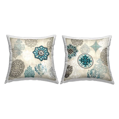 Stupell Blue & Beige Boho Pattern Printed Outdoor Throw Pillow Design by Ellie Roberts (Set of 2)