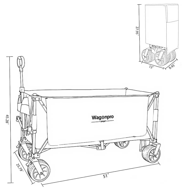 51-Inch Extra Long Heavy-Duty Folding Wagon