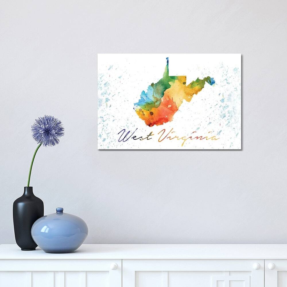 iCanvas "West Virginia State Colorful" by WallDecorAddict Canvas Print