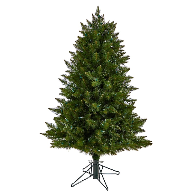 4ft. Spruce Artificial Christmas Tree with 200 Color Changing LED Lights & 400 Branches - Compact Tech Holiday X-Mas Tree