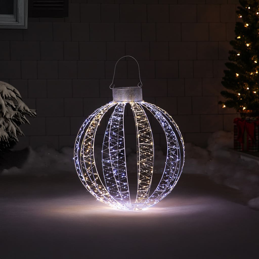 LED Lighted 3-D Ball Ornament Outdoor Christmas Decoration - 24" - Cool and Warm White