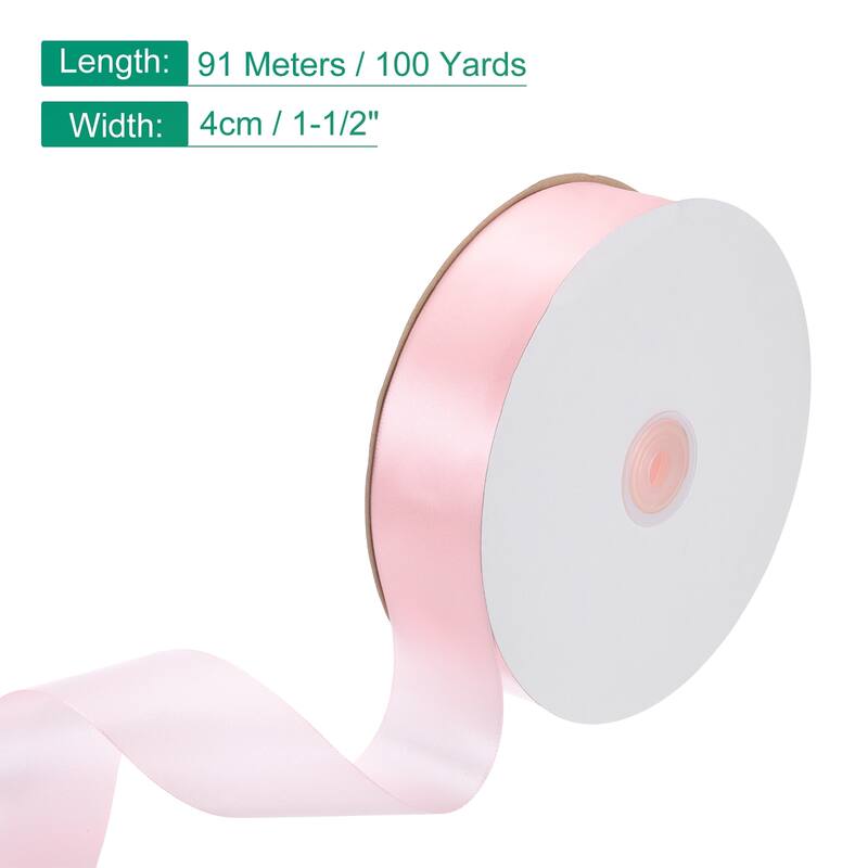 Satin Ribbon, 100 Yards Single Face Polyester Satin Ribbon - Light Pink - 1-1/2 Inch