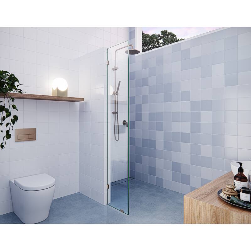 Glass Warehouse 78" x 10.5" Frameless Shower Door - Single Fixed Panel - Brushed Bronze