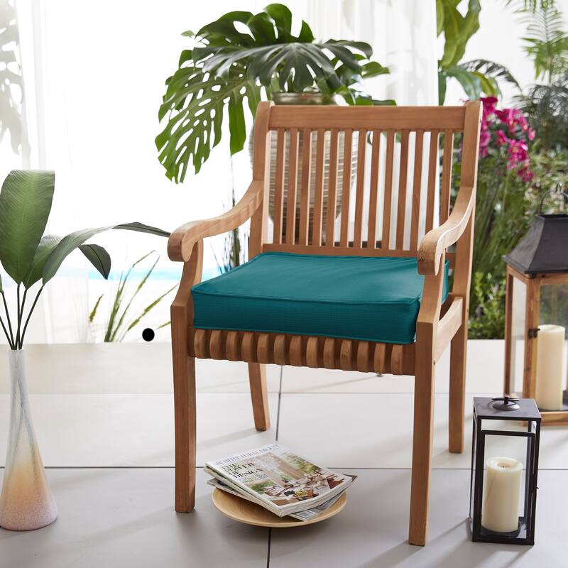 Lehigh Sunbrella Solid Indoor/ Outdoor Corded Chair Cushion - 19 in x 16 in x 2 in - Peacock Green