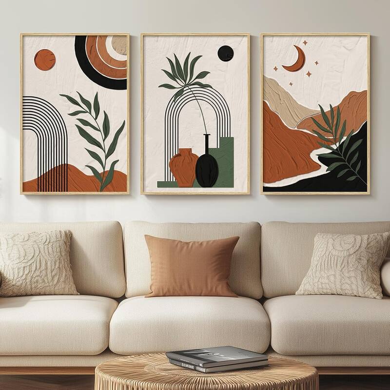 Set of 3 Abstract Geometric Art Prints - 16 x 24