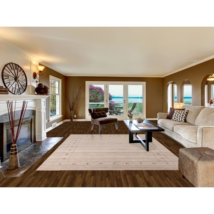 Striped Gabbeh Indian Area Rug Handmade Wool Carpet - 7'10"x 9'9"