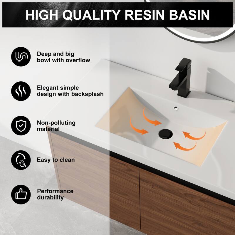 ARTCHIRLY 16/20/24/30/36 Inch Bathroom Vanity With Sink, Floating Bathroom Vanity With Soft Close Door