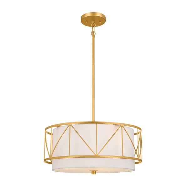 slide 1 of 1, Birkleigh 18 in. 3-Light Classic Gold Convertible Pendant Hanging Light/Semi Flush