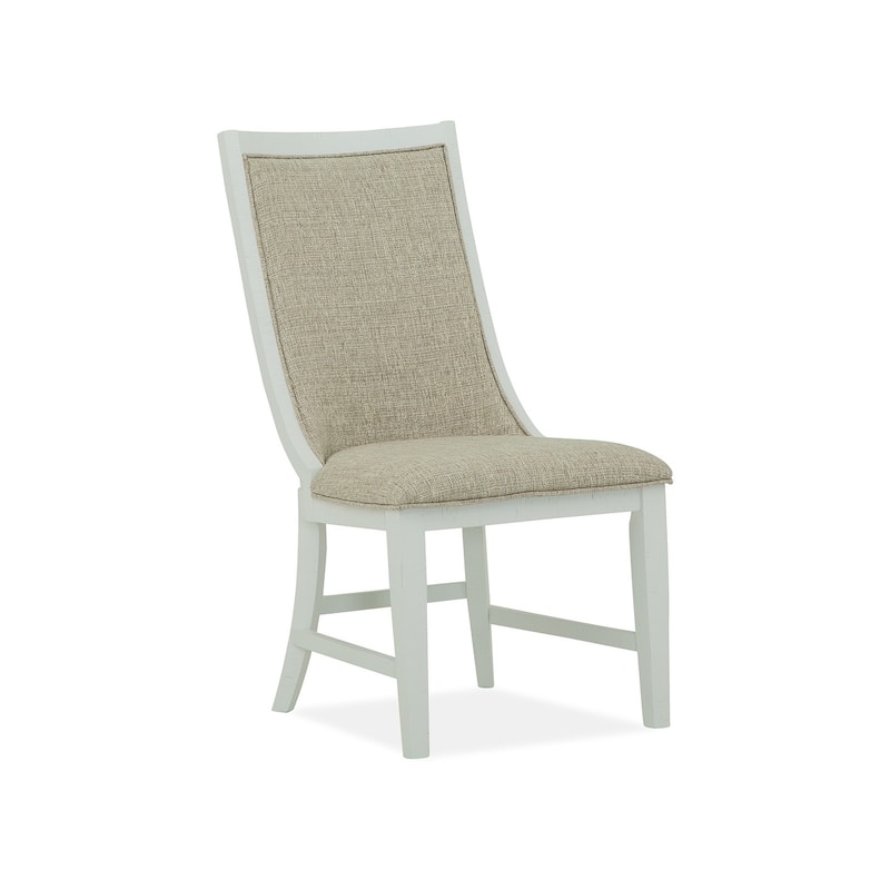 Magnussen Home Heron Cove Chalk White And Dovetail Grey Upholstered Host Chair Two Pack - 21.5''W x 27.13''D x 42''H - 21.5''W x 27.13''D x 42''H - Set of 2 - Chalk White - Dining Height