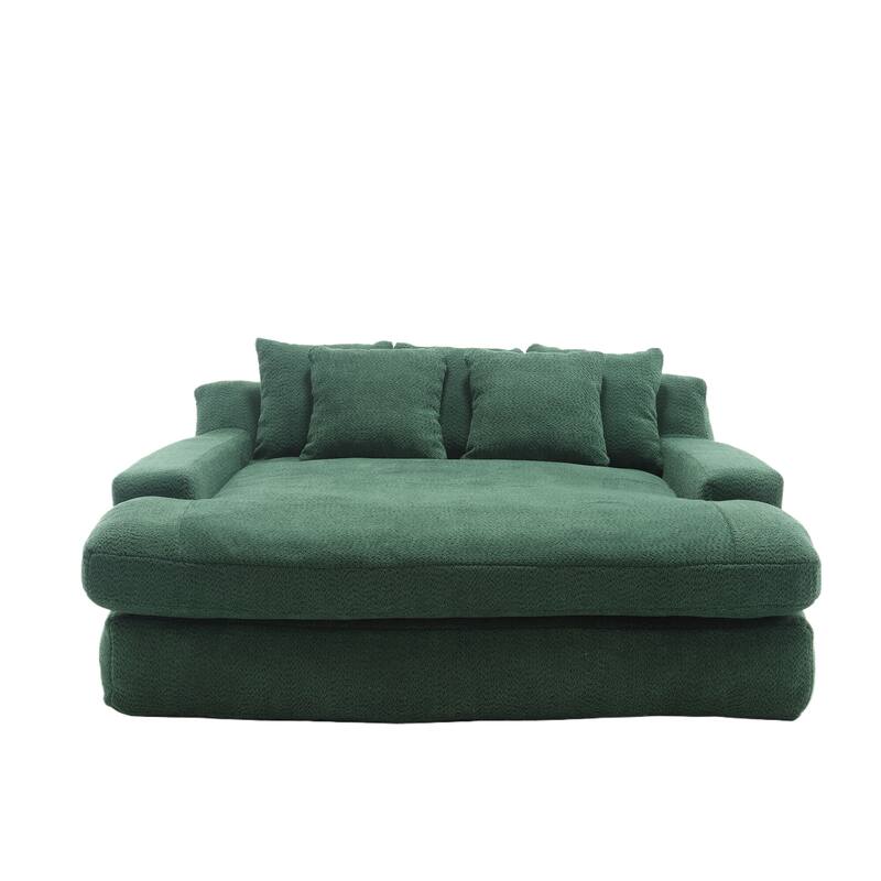 Seersucker 2-seater lazy sofa bed With 2 back pillows , 2 toss pillows,Comfy Sofa- Deep Seat Couch