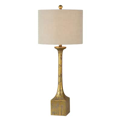 Leland 36" Table Lamps with Linen Shade, Distressed Gold (Set of 2)