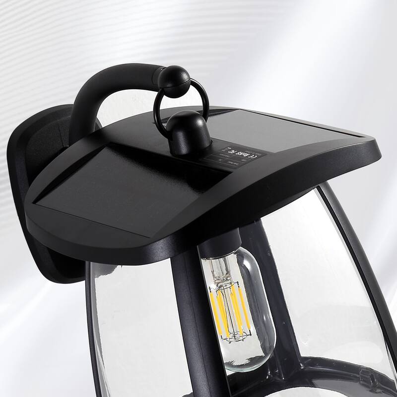 Sofucor Black Outdoor Waterproof Solar Wall Sconce Light 4 Lighting Modes-10in H - N/A