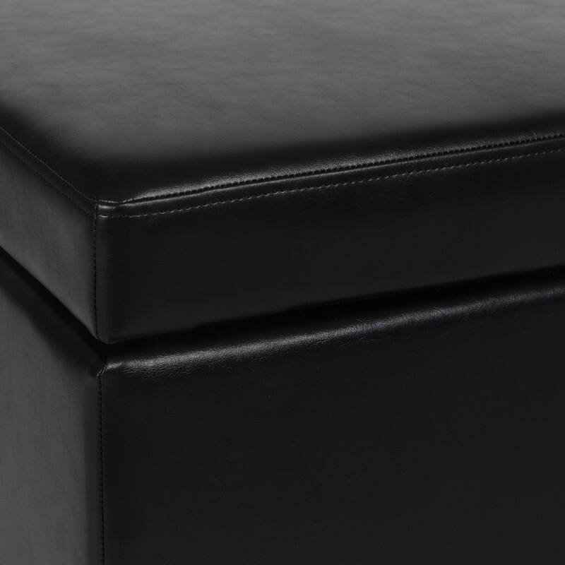 Adeco Rectangle Storage Ottoman Tufted Bench Footstool Lift Top