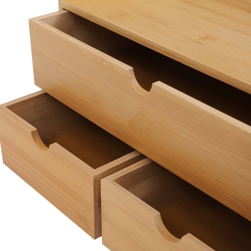 Bamboo Desktop Stackable Office Home Desk Storage Box