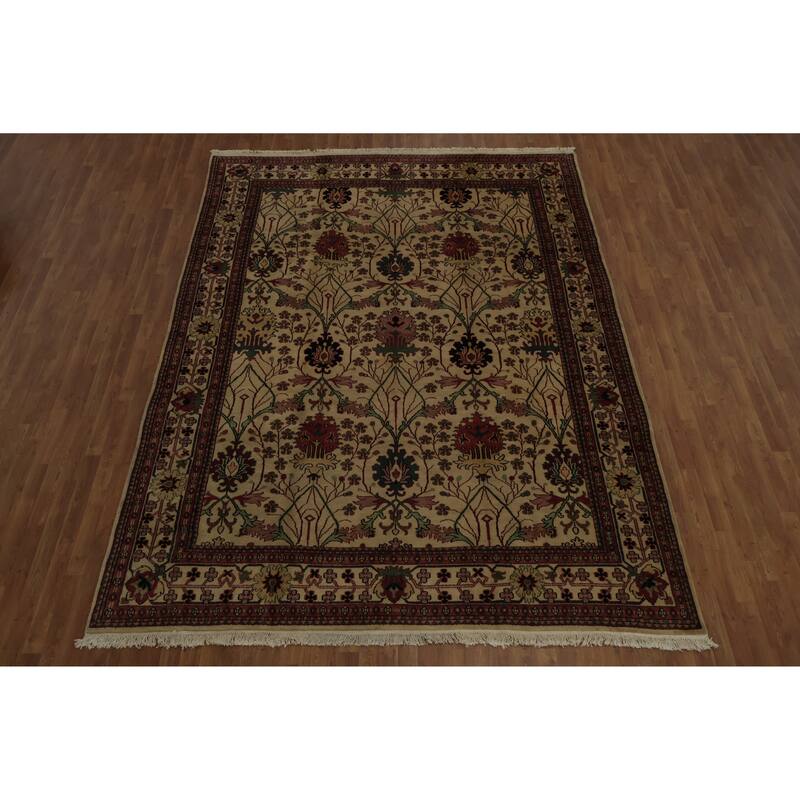 Hand Knotted Oriental 100% Wool Carpet Traditional All-Over Beige & Ivories Agra Area Rug - 11' 9'' X 8' 9''