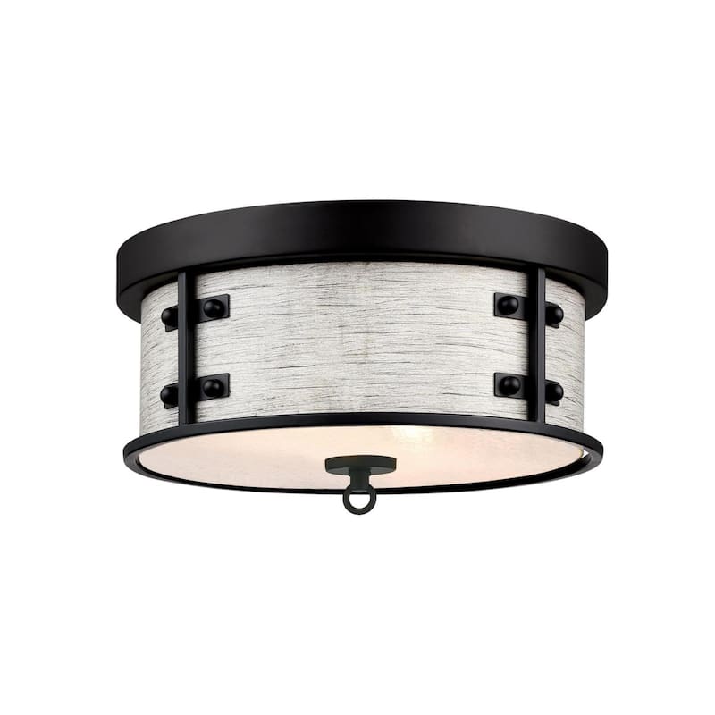Westinghouse Lighting Callowhill 13 Inch, Two Light Flush Mount Ceiling Fixture - 13-Inch - 13-Inch - Matte Black with Antique Ash