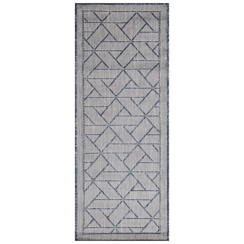 Liora Manne Carmel Pyramid Indoor/Outdoor Rug - 1'11" x 4'11" - Navy