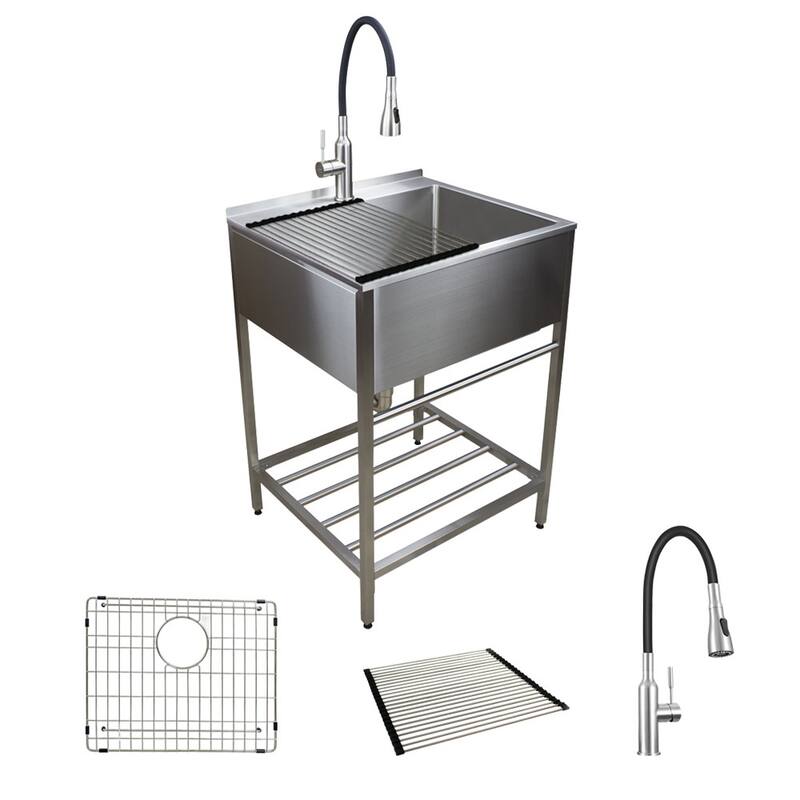 Transolid TRS_TFH-2522 Contemporary Laundry Washstand 25" Free - Brushed Stainless