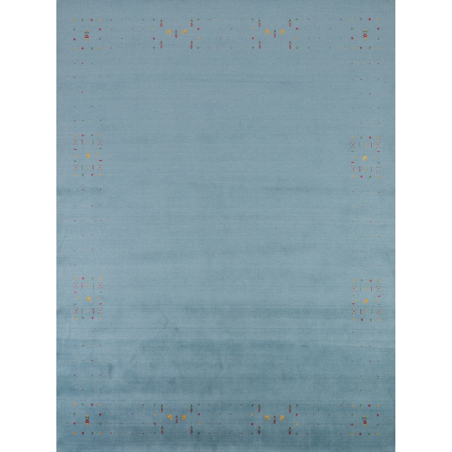 Light Blue Gabbeh Oriental Area Rug Handmade Tribal Wool Carpet - 8'4" x 9'10"