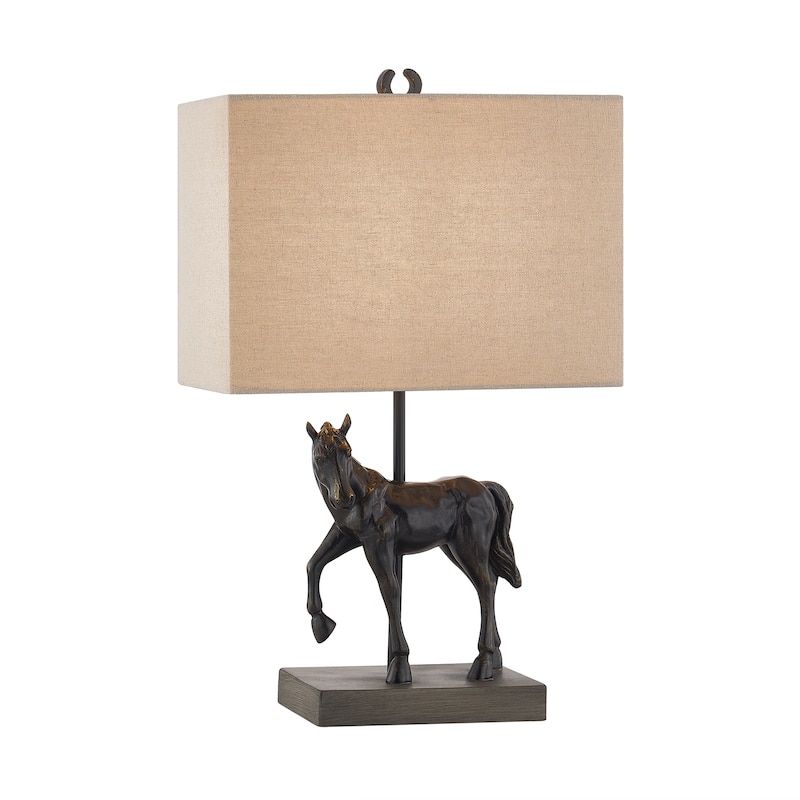 20.25"H Bronze Resin Horse Table Lamp With Shade - 12" x 7" x 20.25"