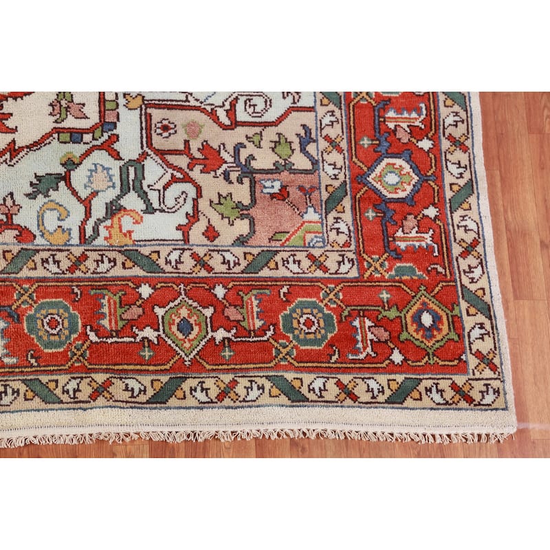 Heriz Serapi Oriental Area Rug Handmade Wool Carpet - 9'1" x 12'0"