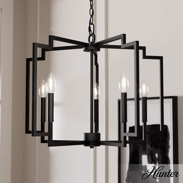slide 2 of 15, Hunter 24" Modern 5 Light Medium Chandelier Matte Black