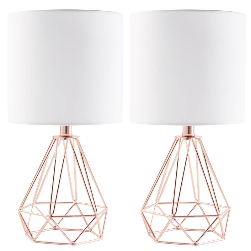 CO-Z 15.5-inch Desk Lamps with Drum Shades and Caged Bases, Set of 2