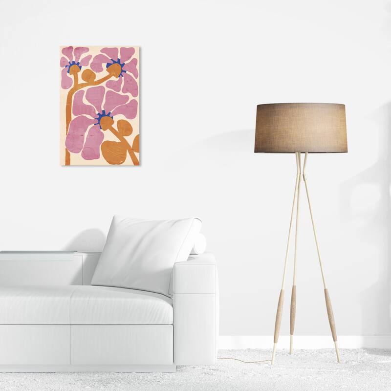 Wynwood Studio Canvas Floral and Botanical Blush Petal Flora Pink and Bohemian & Eclectic Wall Art Canvas Print - 24 x 16