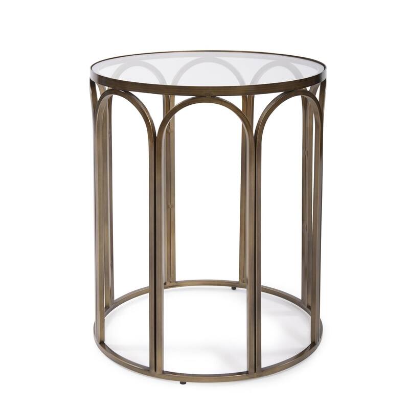 Allan Andrews Round Brass Metal Side and Accent Table - 24"H x 20"D x 20"W