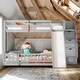 preview thumbnail 1 of 4, Pine Solid Wooden Twin Over Full Bunk Bed with Slide,Storage Staircase Grey