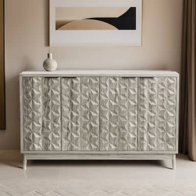 Modern Style Buffet Cabinet,Sideboard Buffet Cabinet With Storage,Storage Cabinet with 4 Diamond-shaped relief Doors