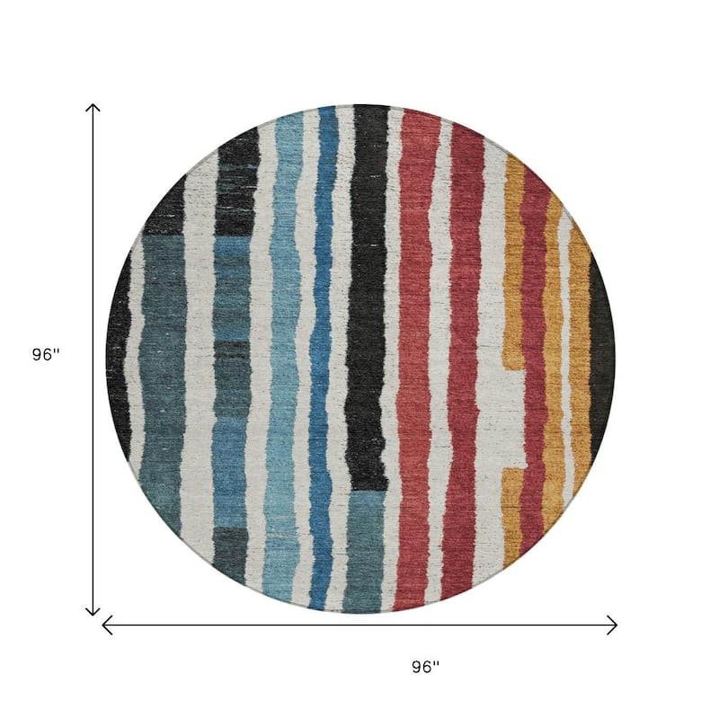 HomeRoots Striped Transitional Rectangle Outdoor Rug