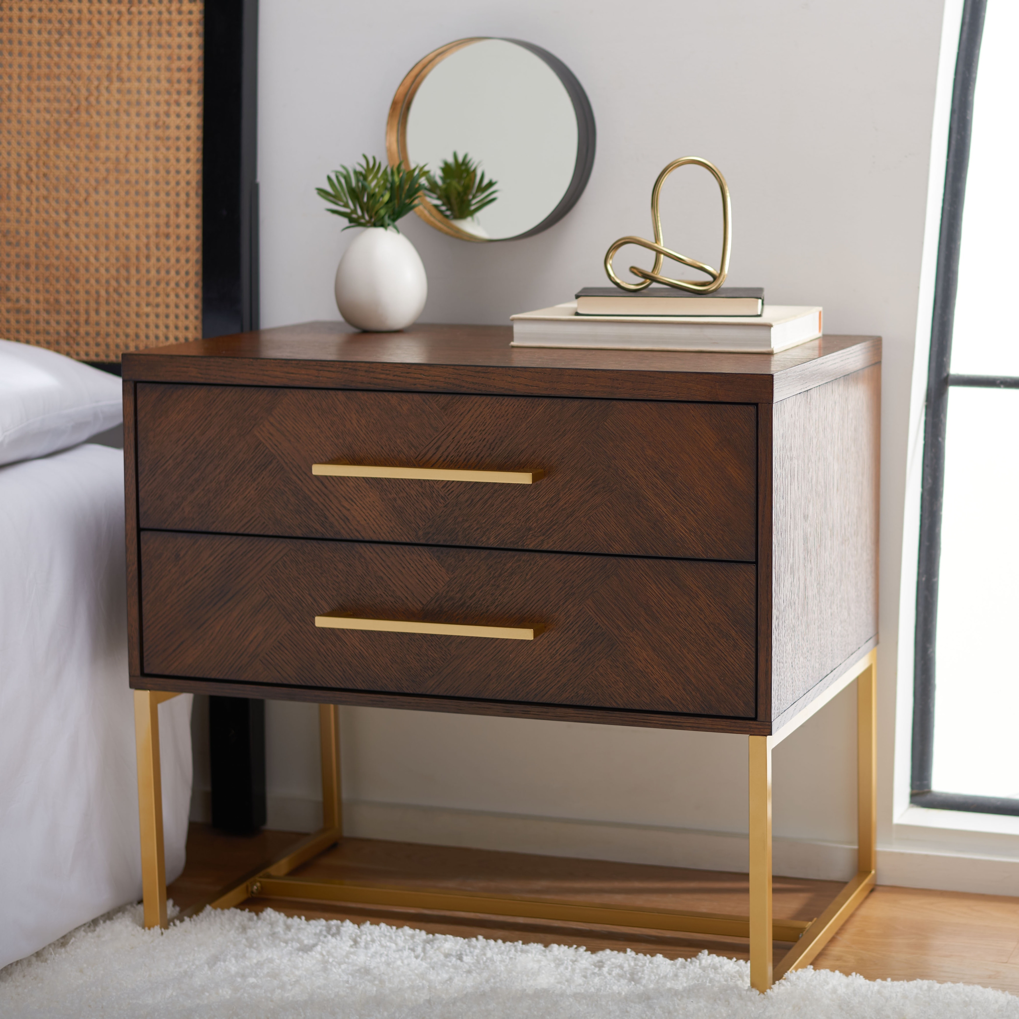 SAFAVIEH Georgiann Glam Oak Nightstand