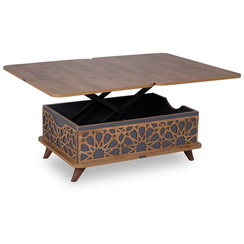 Raik Modern Design Coffee Table, Convertible Lift-up Tables - 40" x 14" x 24" - Anthracite