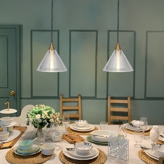 Yarge Modern Mini Pendant Lights with Chic Cone Fluted Glass for Kitchen Island Brass Clear D 7 x H 66.8 On Sale Bed Bath Beyond 36188937