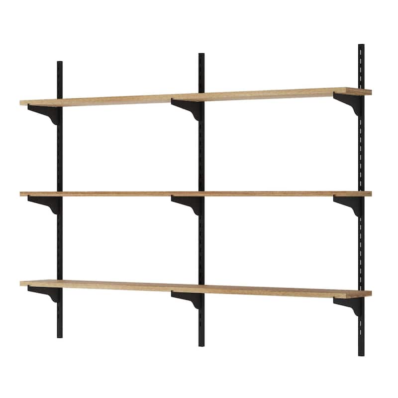 Wallniture Turin 48" Adjustable Shelves, Floating Bookshelves for Wall Decor, Real Wood Boards, Wall Mounted, 2,3 or 4 Tier