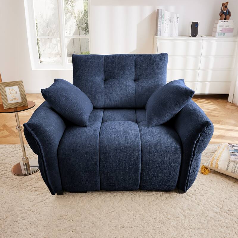 53.94″ Chenille 1-Seater Sofa with Support Cushions & Throw Pillows