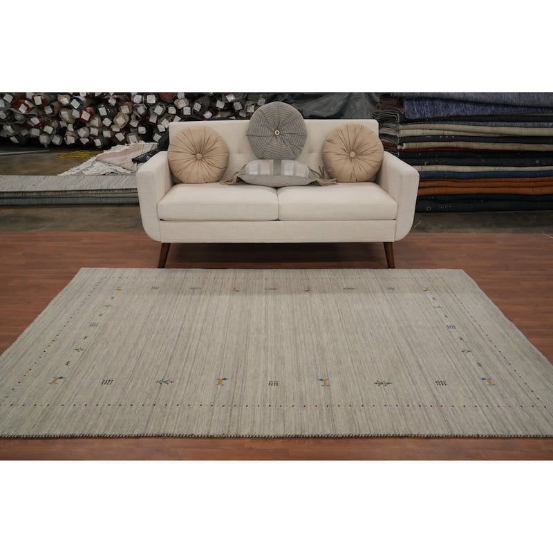 Hand Knotted Oriental 100% Wool Carpet Tribal Animal Pictorial Beige & Ivories Gabbeh Area Rug - 7' 9'' X 5' 0''