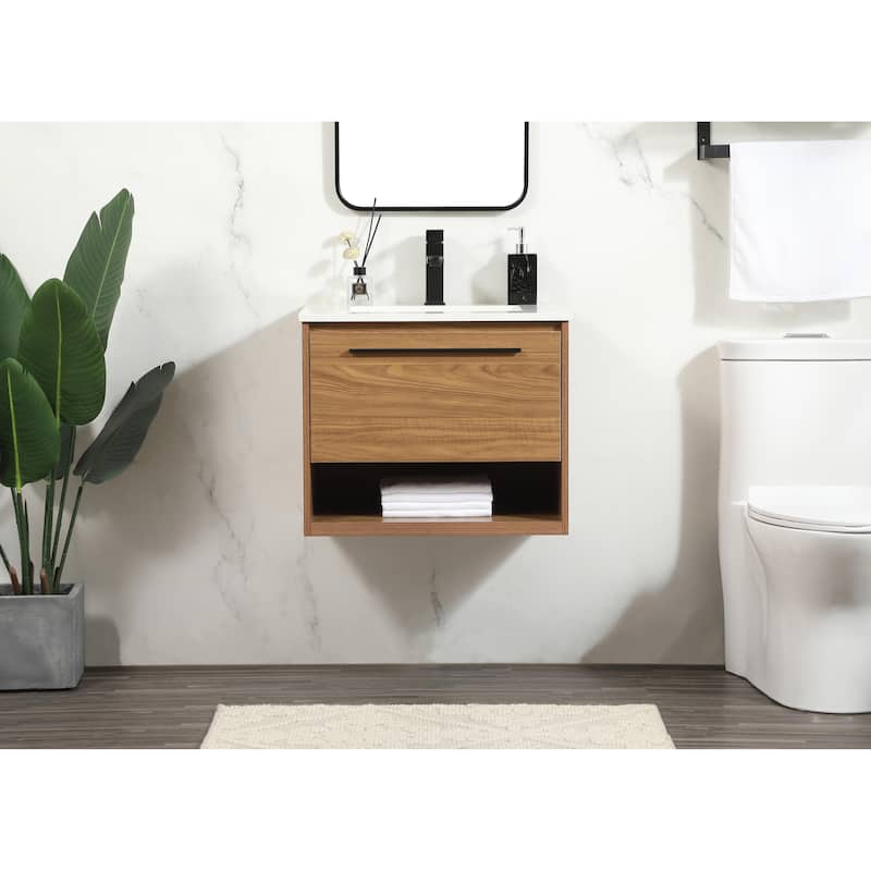 Brush 24 - 30 Inch Single Bathroom Vanity - Walnut Brown - 24 Inches