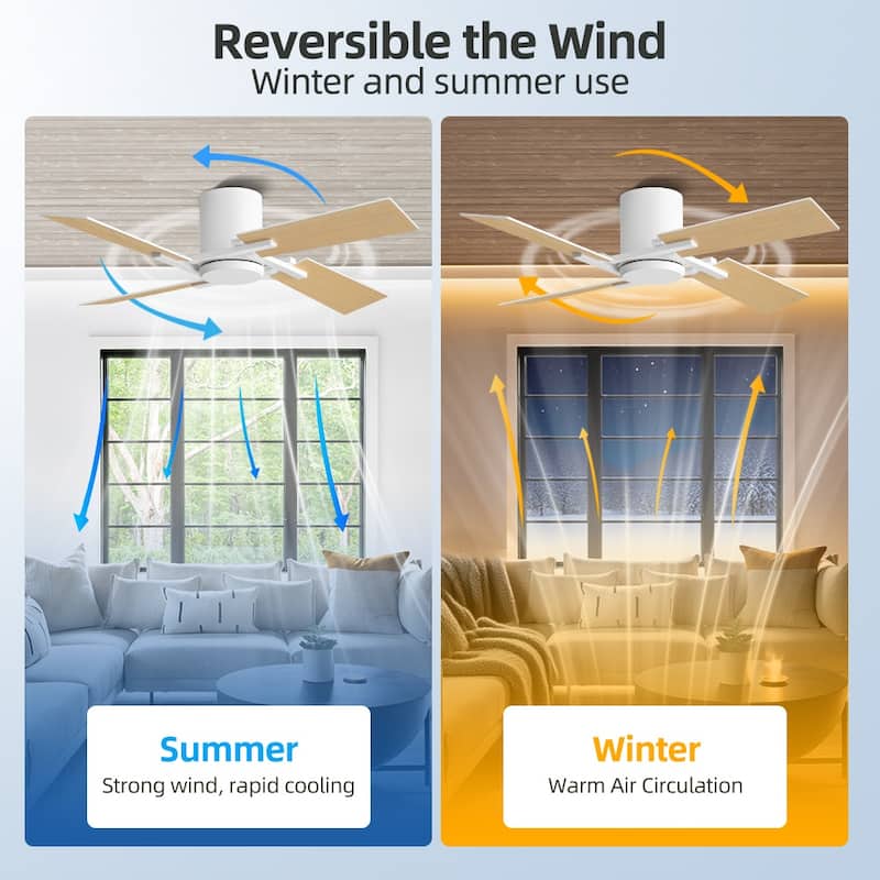 48Inch 4 Two-color Fan Blades Dc Motor Indoor Ceiling Fan With Remote