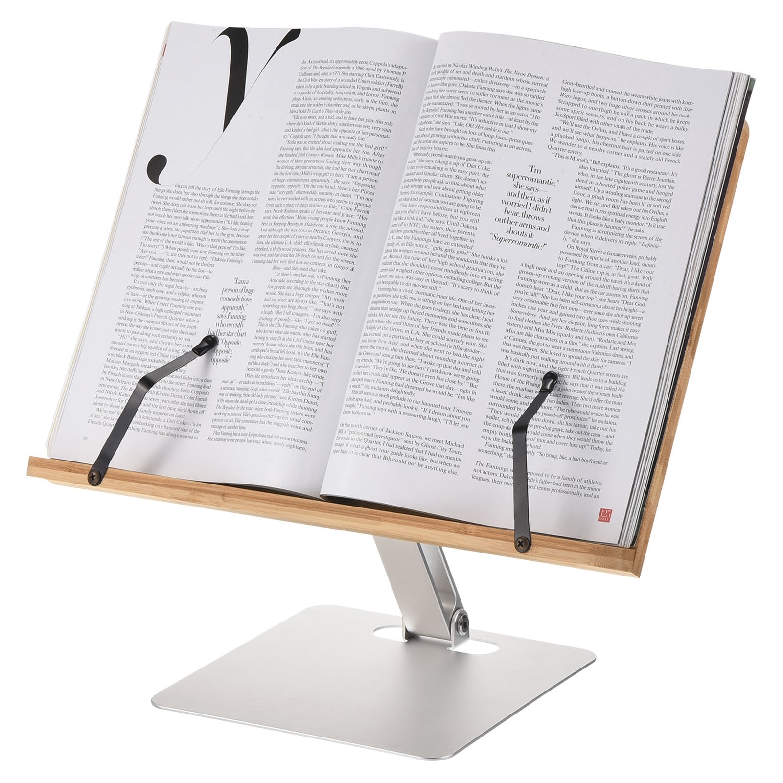 Metal Book Stand for Desk, Height Adjustable Book Holder with Page