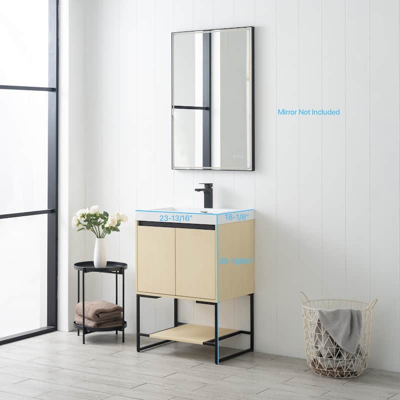 Freestanding Bathroom Vanity Set with Open Shelf & Acrylic Sink