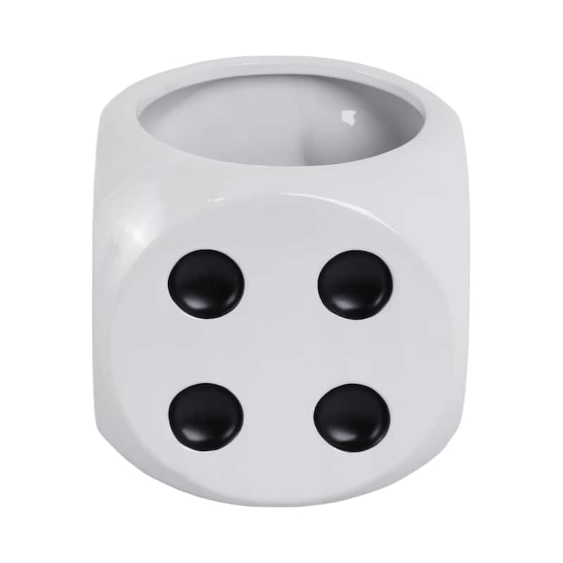 Ceramic Planter Dice-Shaped Design Home and Garden Decor - 6" White - 6" x 6" x 6"