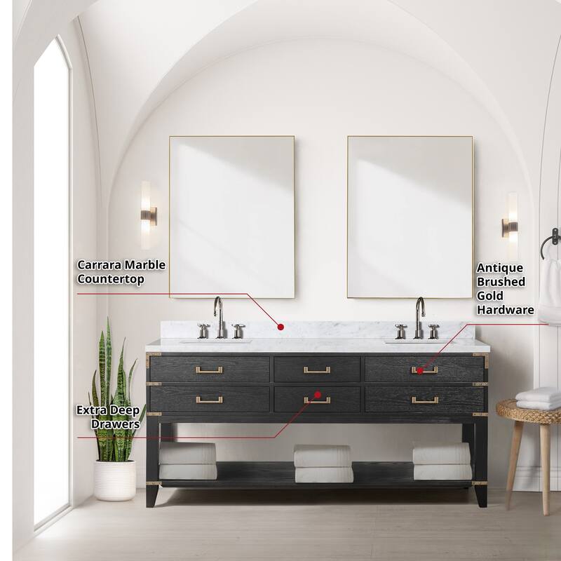 Lexora Norwalk Bath Vanity and Carrara Marble Top